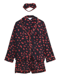 Cherry Shortie Set with Eye Mask