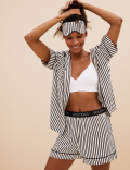 Stripe Shortie Set with Eye Mask