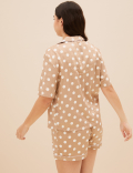 Spot Print Revere Collar Shortie Set