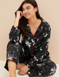 Floral Print Revere Collar Pyjama Set