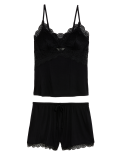Lace Trim Shortie Set