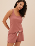 Cotton Rich Lettuce Hem Shortie Set