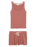 Cotton Rich Lettuce Hem Shortie Set