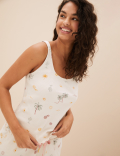 Cotton Rich Palm Tree Print Shortie Set