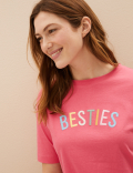 Pure Cotton Besties Slogan Shortie Set