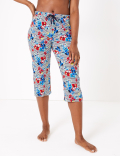 Cotton Floral Print Cropped Pyjama Bottoms