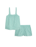 Pure Cotton Broderie Shortie Set
