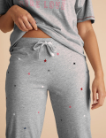 Cotton Star & Heart Cuffed Pyjama Pants