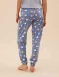 Cotton Coffee Cup Print Cuff Joggers