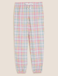 Cotton Check Print Cuff Joggers