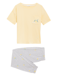 Pure Cotton Printed Crew Neck Pyjama Set