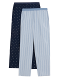 2pk Pure Cotton Pyjama Bottoms