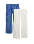 2pk Pure Cotton Striped Pyjama Bottoms