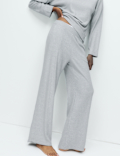 Ribbed Wide Leg Pyjama Bottoms