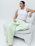 Pure Cotton Striped Wide Leg Pyjama Bottoms