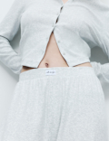 Cotton Rich Ribbed Wide Leg Pyjama Bottoms