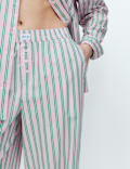 Poplin Striped Wide Leg Pyjama Bottoms