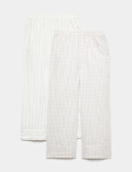 2 Pack Pure Cotton Printed Pyjama Bottoms