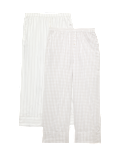 2 Pack Pure Cotton Printed Pyjama Bottoms