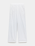 Pure Cotton Striped Wide Leg Pyjama Bottoms