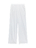 Pure Cotton Striped Wide Leg Pyjama Bottoms