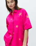 Pure Cotton Star Print Collared Pyjama Set