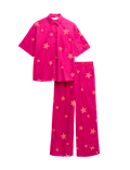 Pure Cotton Star Print Collared Pyjama Set