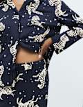Cotton Modal Zebra Print Revere Pyjama Set