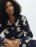 Cotton Modal Zebra Print Revere Pyjama Set