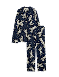 Cotton Modal Zebra Print Revere Pyjama Set