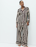Satin Striped Pyjama Set with Eye Mask