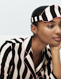 Satin Striped Pyjama Set with Eye Mask