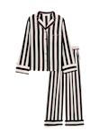 Satin Striped Pyjama Set with Eye Mask