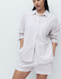 Pure Cotton Striped Shortie Set