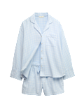 Pure Cotton Gingham Revere Shortie Set
