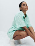 Pure Cotton Striped Shortie Pyjama Set