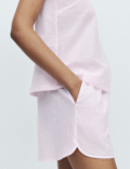 Woven Striped Cami Shortie Pyjama Set