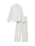 Brushed Cotton Blend Checked Pyjama Set