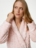 Fleece Leopard Print Long Dressing Gown