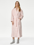Fleece Leopard Print Long Dressing Gown