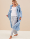 Fleece Hooded Long Dressing Gown