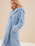 Fleece Hooded Long Dressing Gown