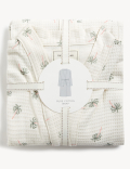 Pure Cotton Waffle Palm Print Dressing Gown