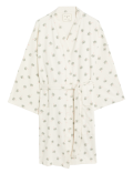 Pure Cotton Waffle Palm Print Dressing Gown