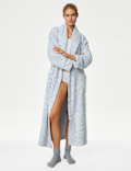 Fleece Animal Print Long Dressing Gown
