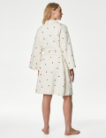 Pure Cotton Waffle Printed Dressing Gown