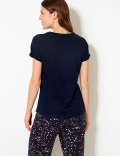 Pure Cotton Let Me Sleep Slogan Pyjama Top