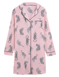 Satin Tiger Print Short Nightshirt
