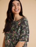 Cotton Floral Print Short Nightdress