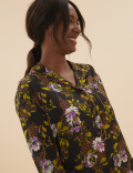 Satin Floral Short Nightshirt
